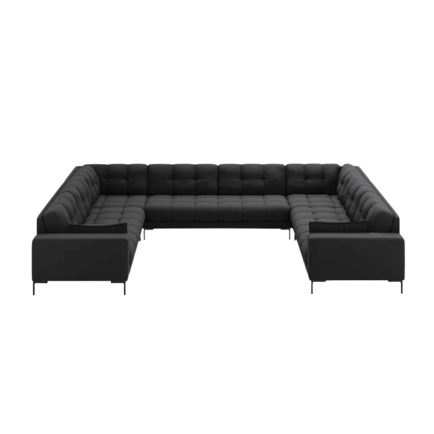 Mamaia U-shaped fabric sofa with black legs 337x256