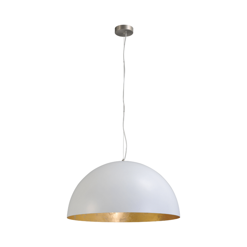 Larino 1-bulb white metal pendant lamp with gold interior