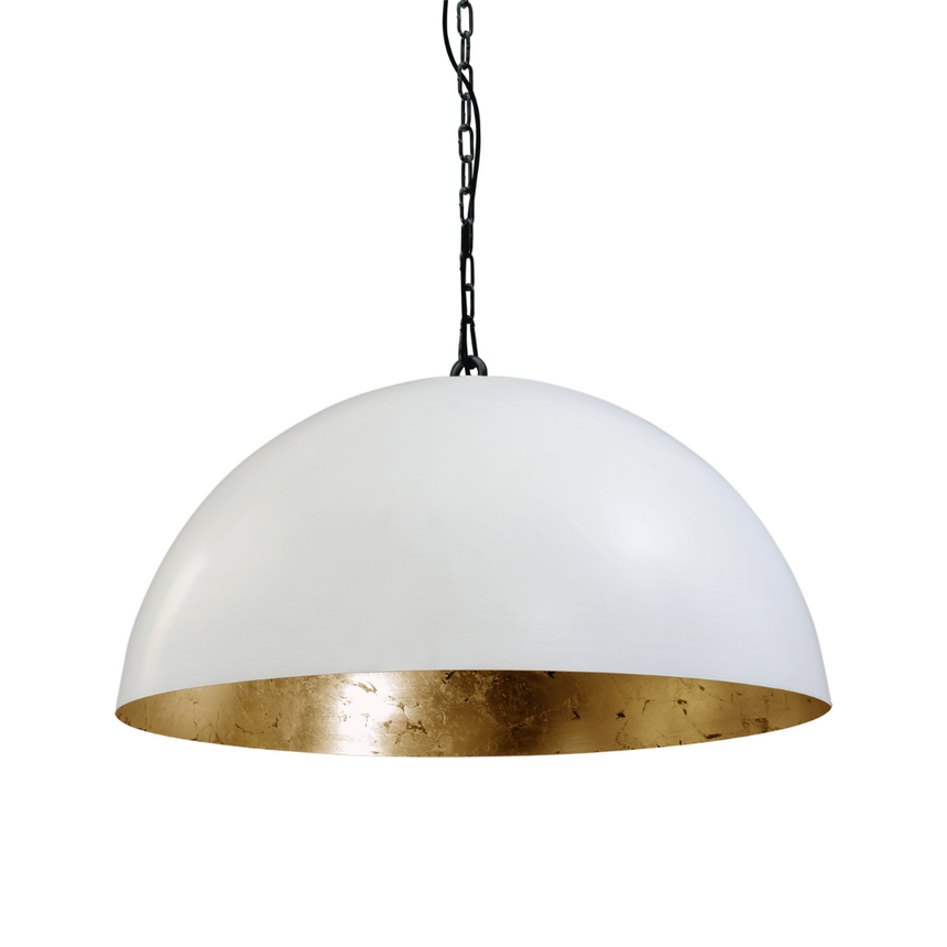 Larino 1-bulb white metal pendant lamp with gold interior