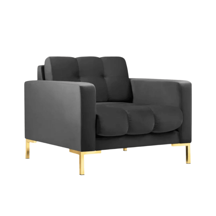 Mamaia velvet armchair with gold legs