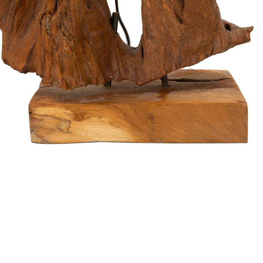 Teak Riciclato fa asztali lámpa