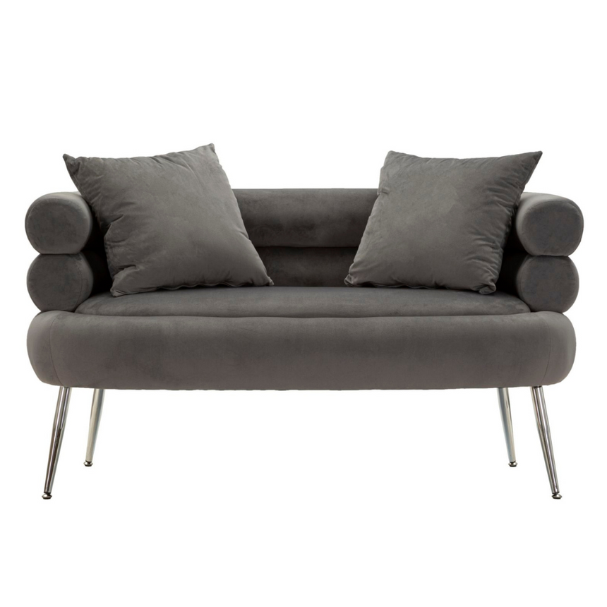 Silvery 2-seater velvet sofa