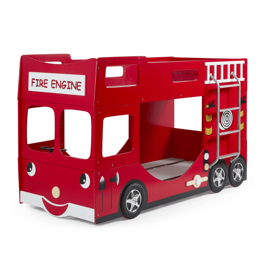 Fire truck wooden bunk bed 90x200
