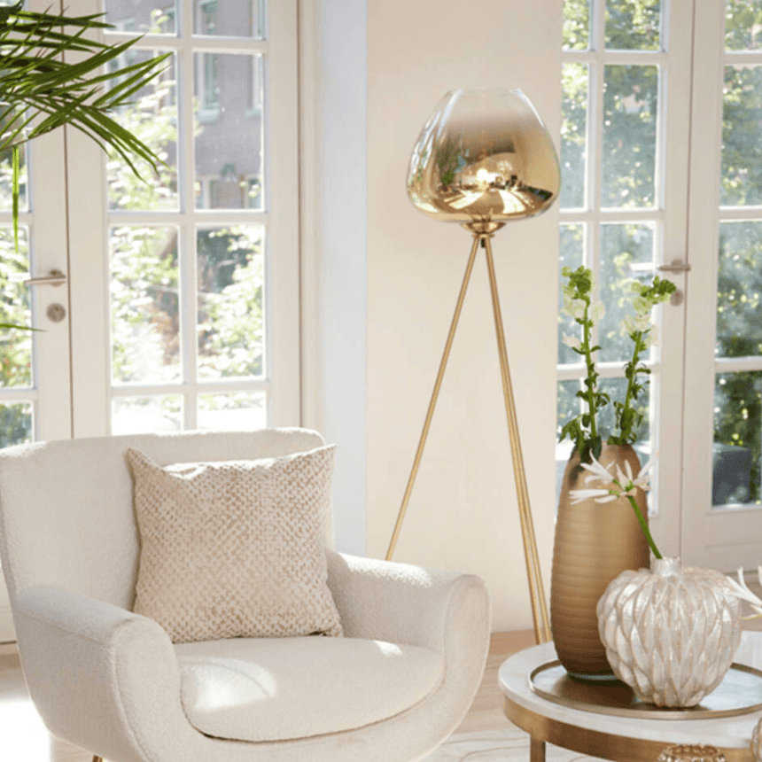 Mayson glass floor lamp with gold base