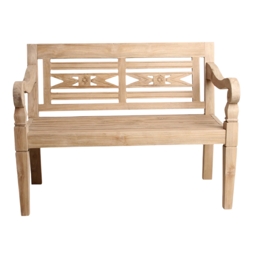 Boho wooden garden bench