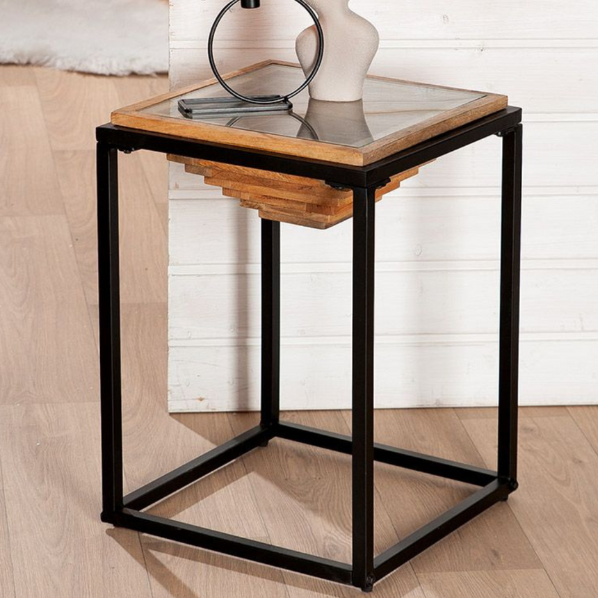 Natural wood side table