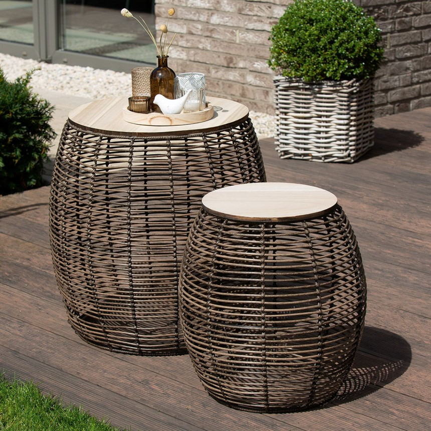 Rotin műrattan kerti lerakóasztal szett