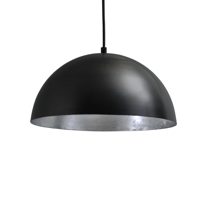 Larino 1-bulb black metal pendant lamp with silver interior