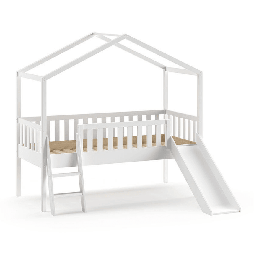 DALLAS wooden house children's bed, 90x200 with slide