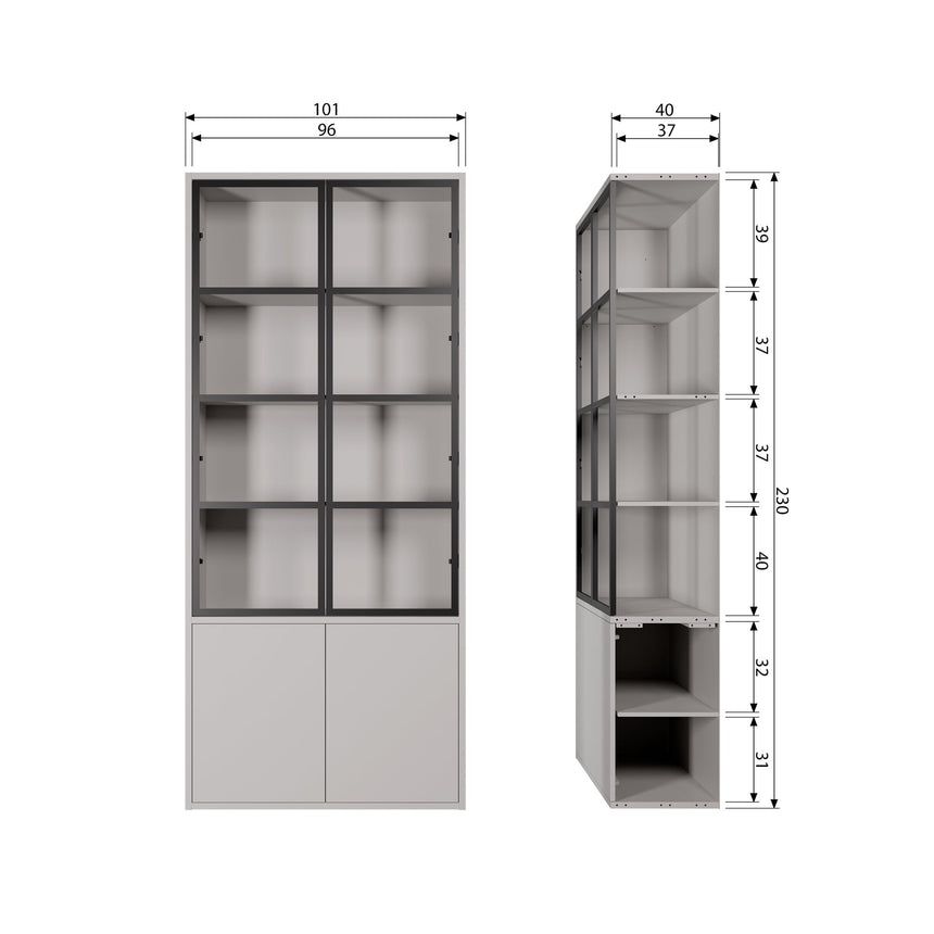 BASIC 4-ajtós vitrines szekrény