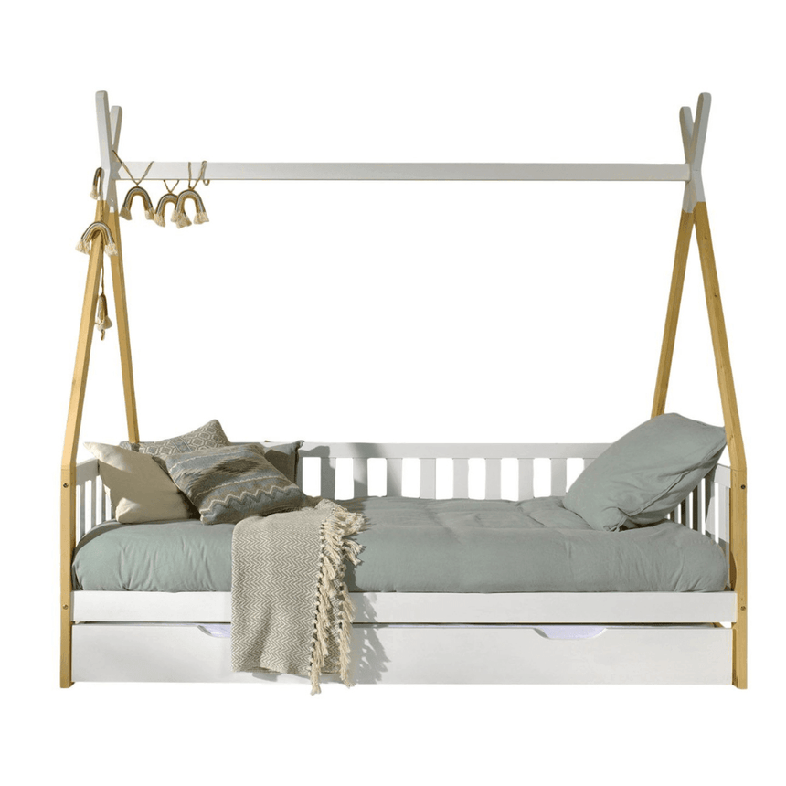 Tipi HK wooden children's bed, 90x200 with bed linen holder