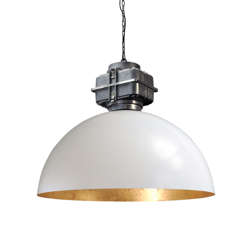 Larino 1-bulb white metal pendant lamp with gold interior