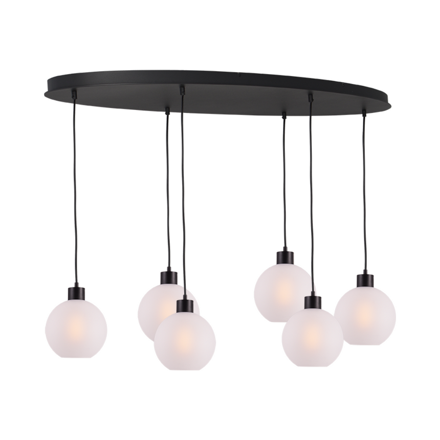 Lazise fehér üveg függőlámpa fekete foglalattal