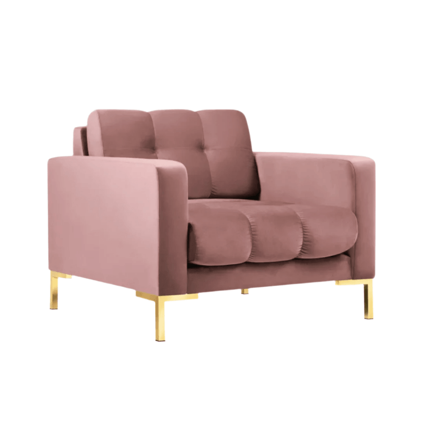 Mamaia velvet armchair with gold legs