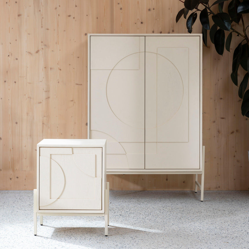 Faces wooden cabinet