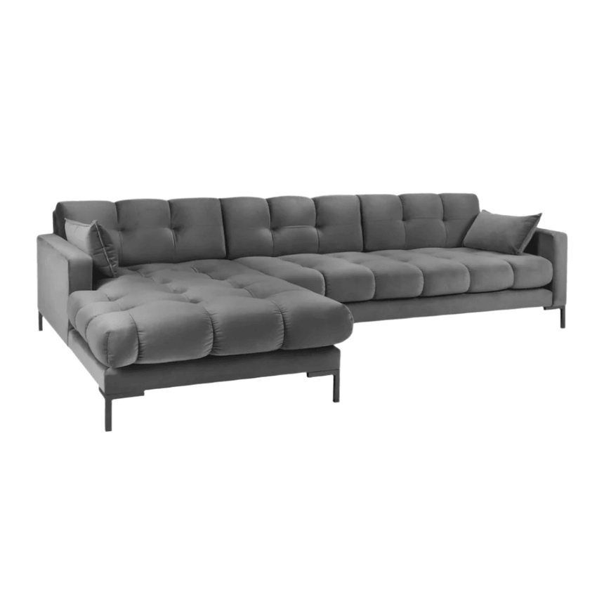 Mamaia balos bársony sarokkanapé fekete lábbal