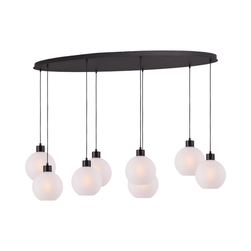 Lazise fehér üveg függőlámpa fekete foglalattal