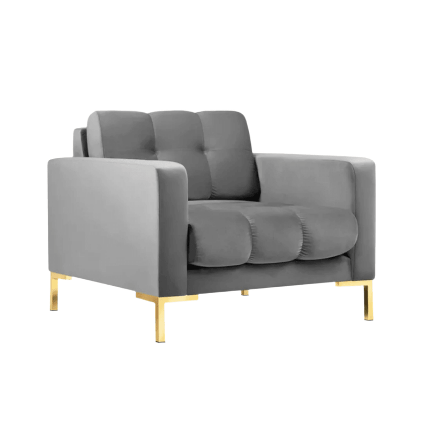 Mamaia velvet armchair with gold legs
