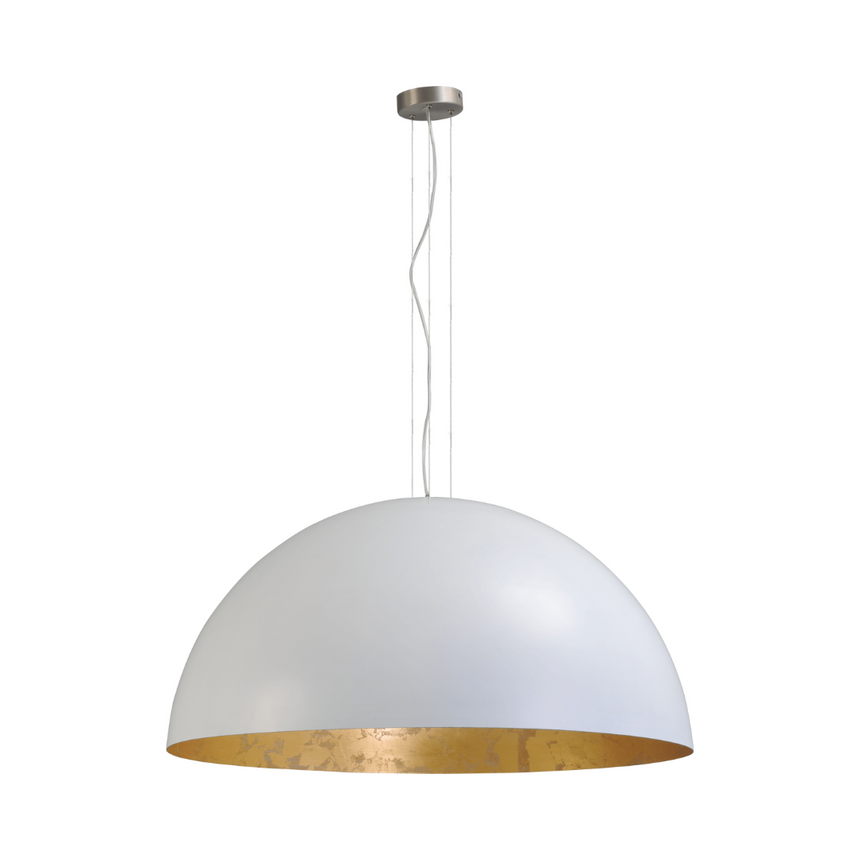 Larino 1-bulb white metal pendant lamp with gold interior