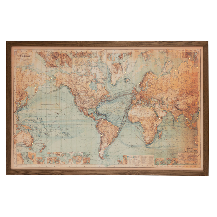 Map World LED vászon falikép