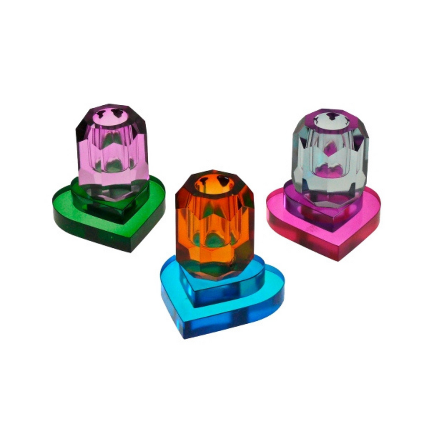 Heart üveg gyertyatartó szettben