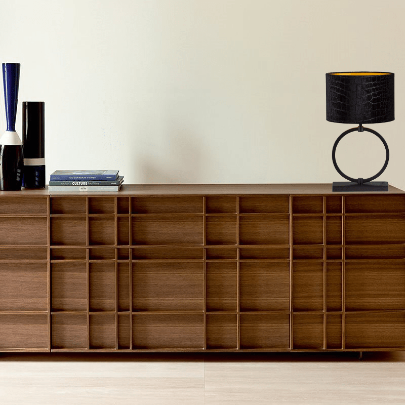 Devon szövet asztali lámpa fekete vázzal 51