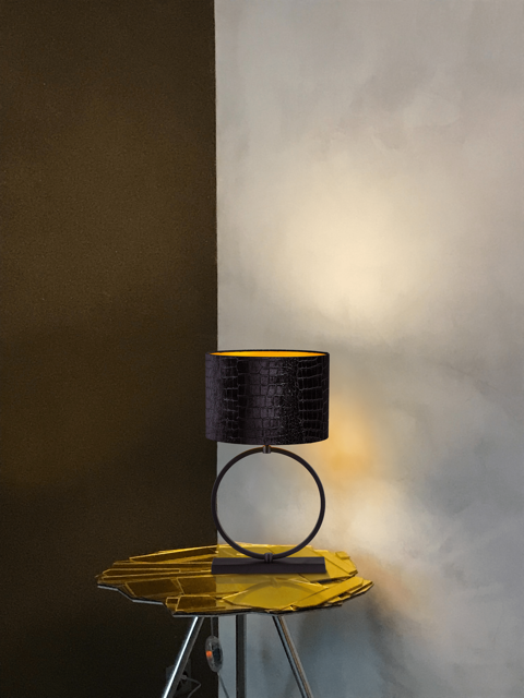 Devon szövet asztali lámpa fekete vázzal 76