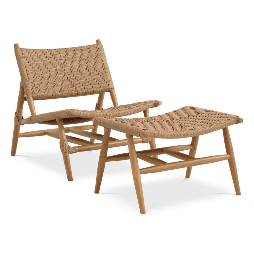 Laroc wooden garden lounge chair with footrest