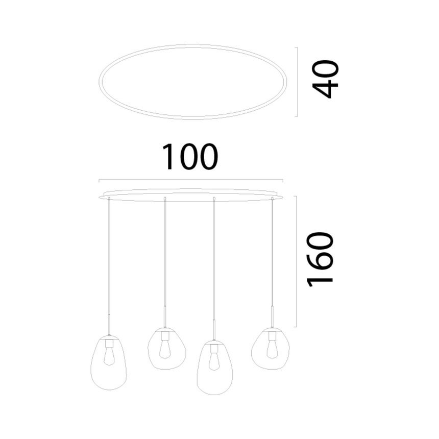 Lava 4 izzós arany üveg függőlámpa
