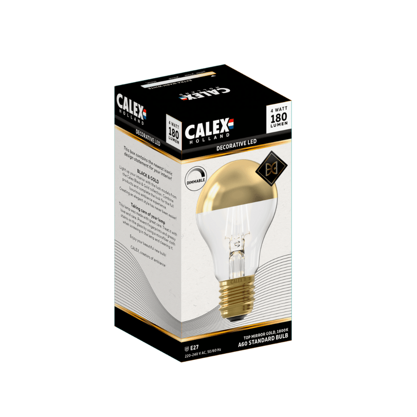 Top mirror A60 Gold Straight bulb, LED E27