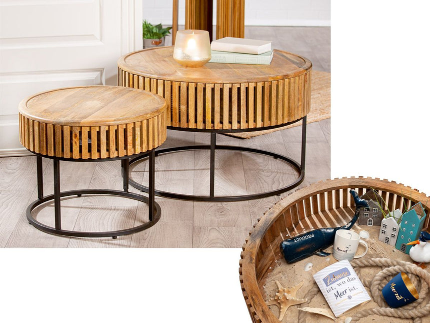 Roseau wooden storage table set