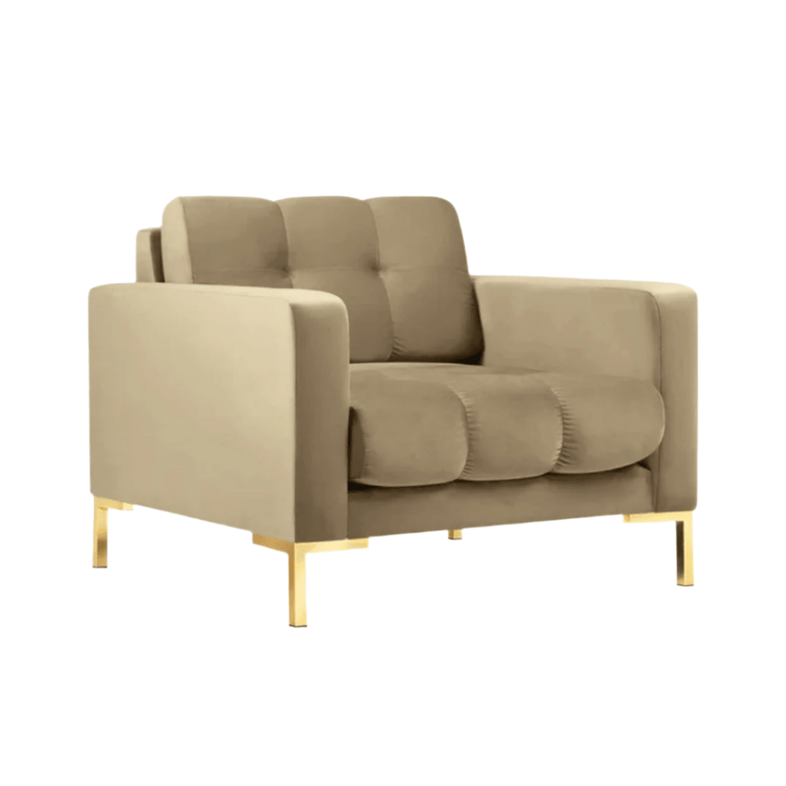 Mamaia velvet armchair with gold legs