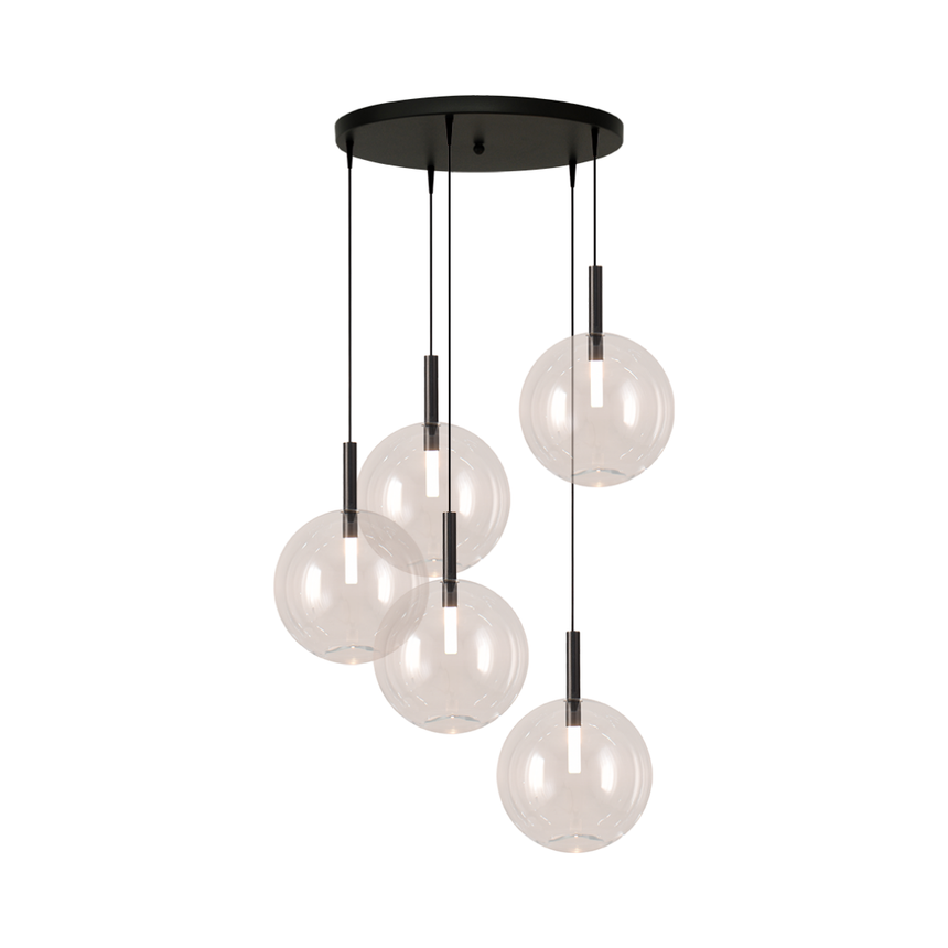 Lido átlátszó üveg függőlámpa fekete foglalattal