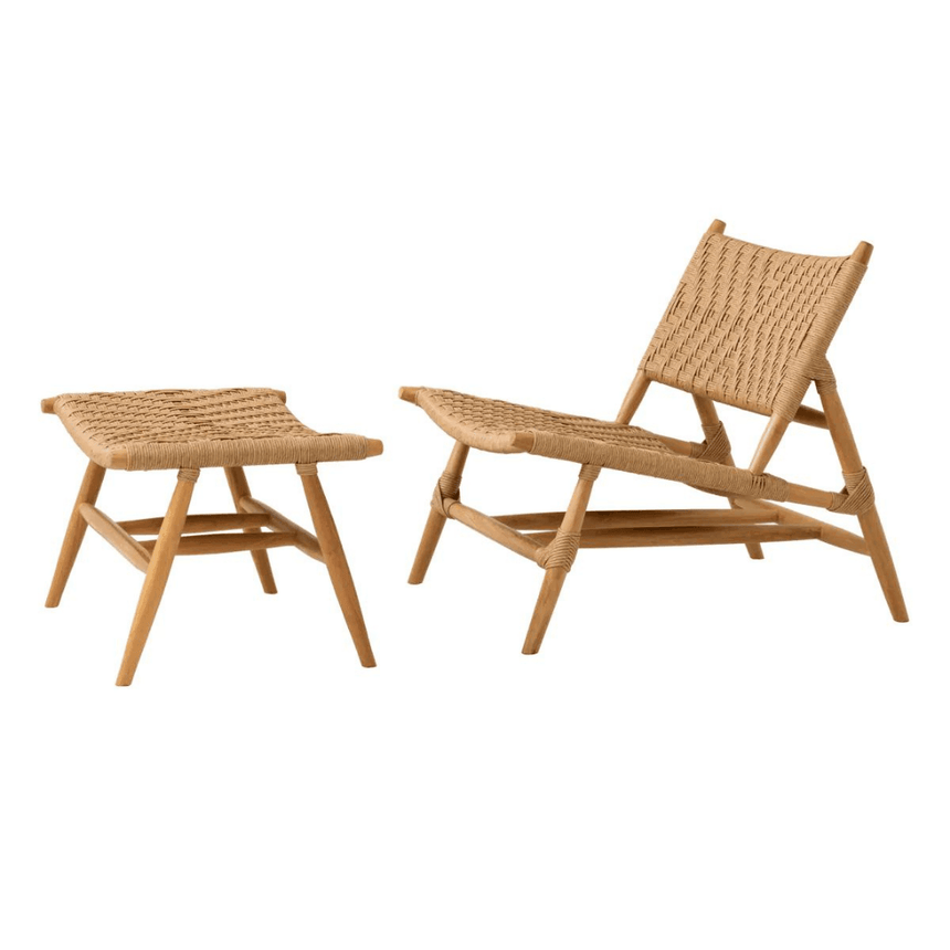 Laroc wooden garden lounge chair with footrest