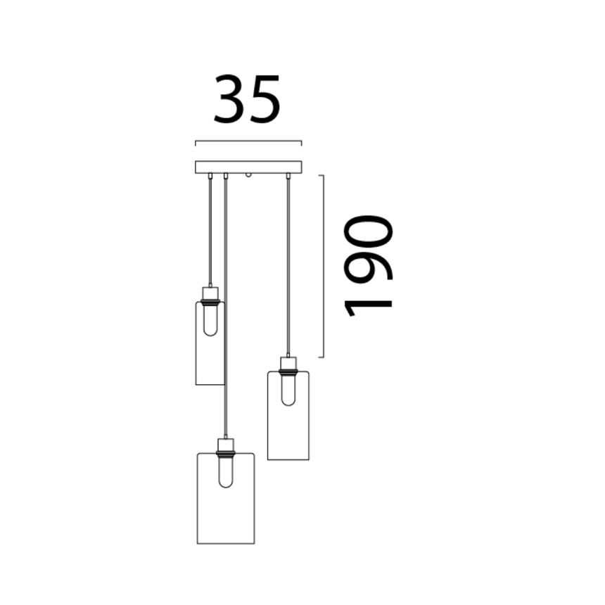 Ortona üveg függőlámpa fekete foglalattal