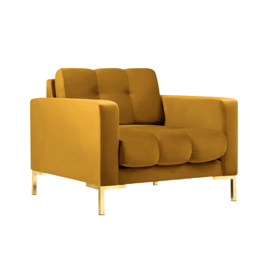 Mamaia velvet armchair with gold legs