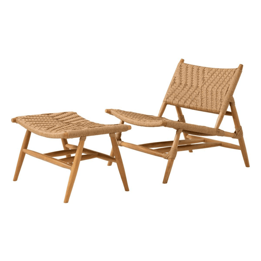 Laroc wooden garden lounge chair with footrest