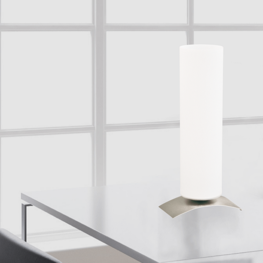 Oblica üveg asztali lámpa nikkel talppal