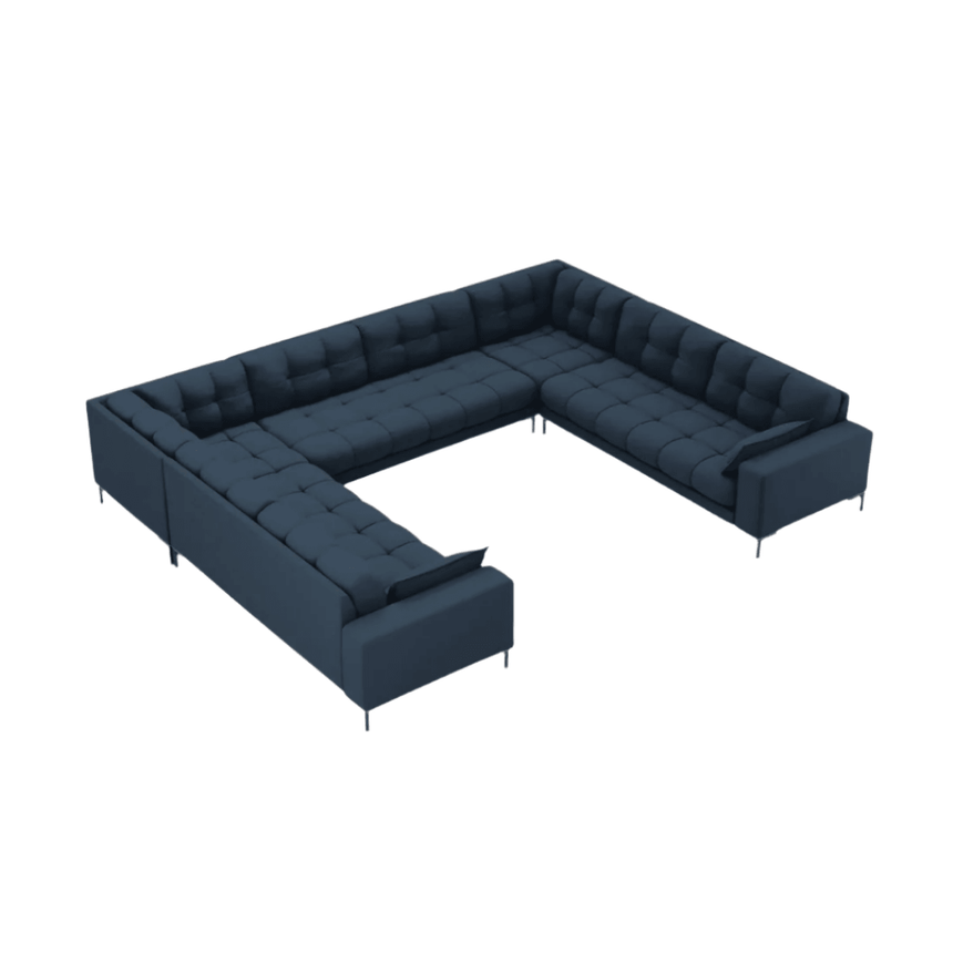 Mamaia U-shaped fabric sofa with black legs 337x256