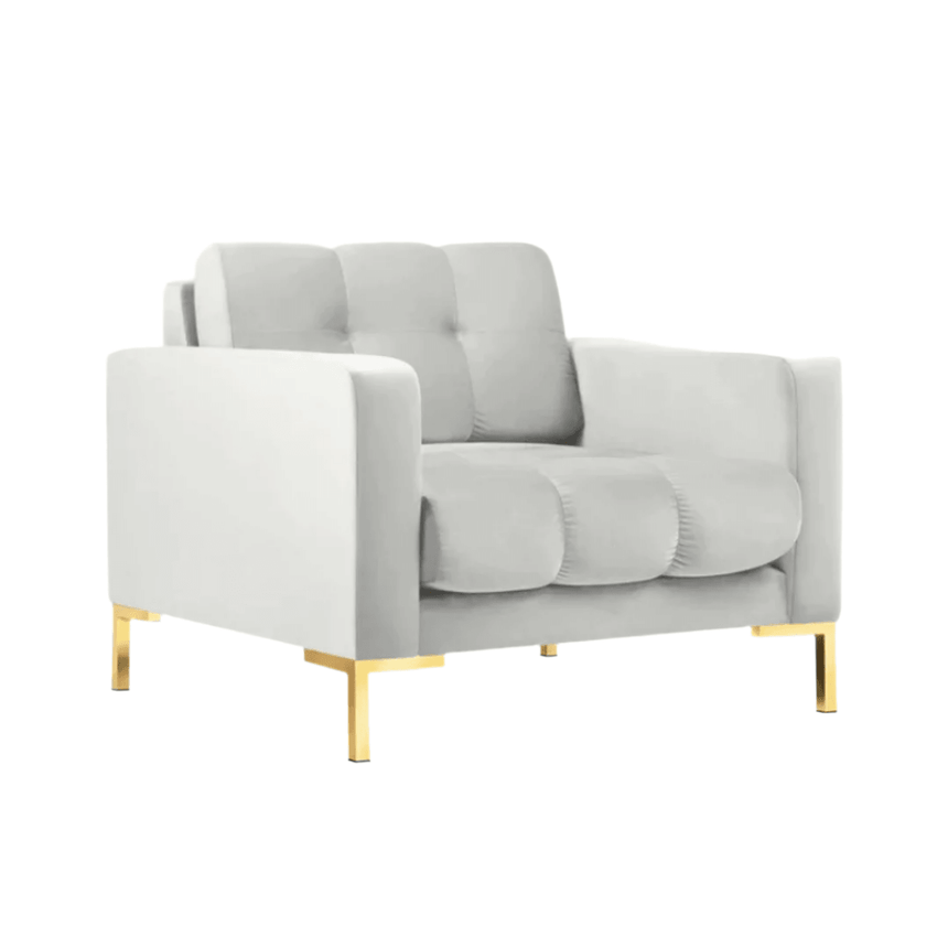 Mamaia velvet armchair with gold legs