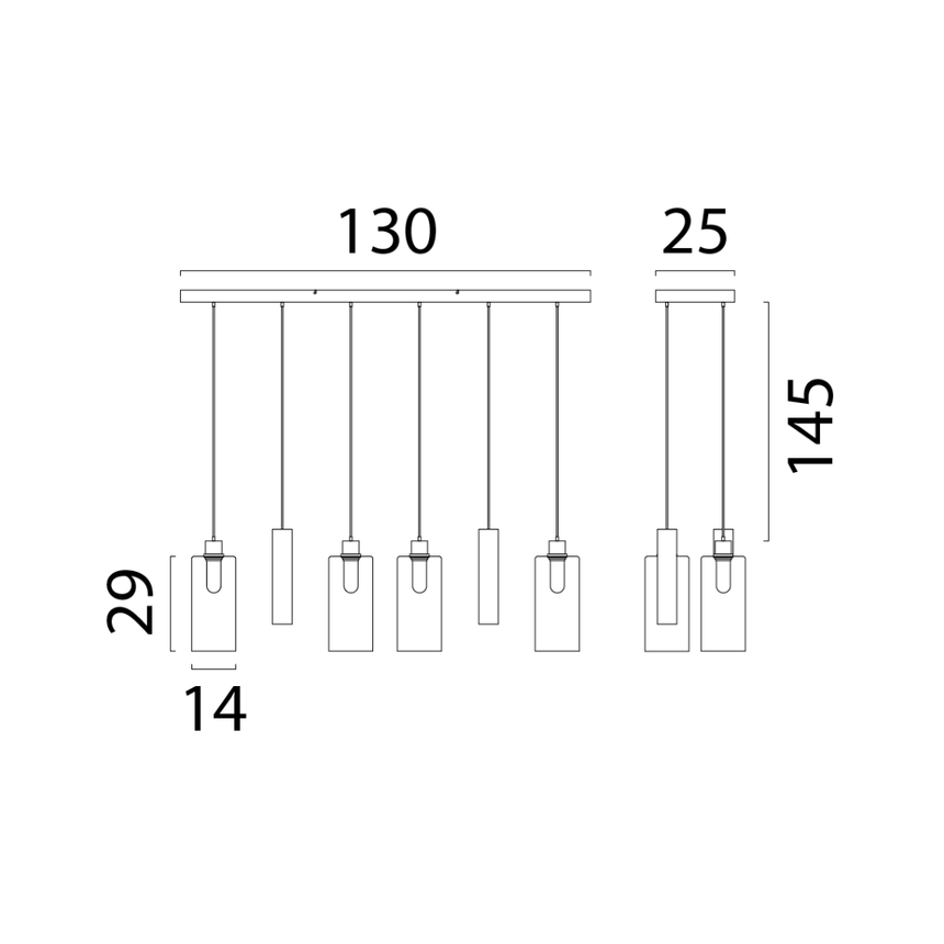 Ortona üveg függőlámpa fekete foglalattal