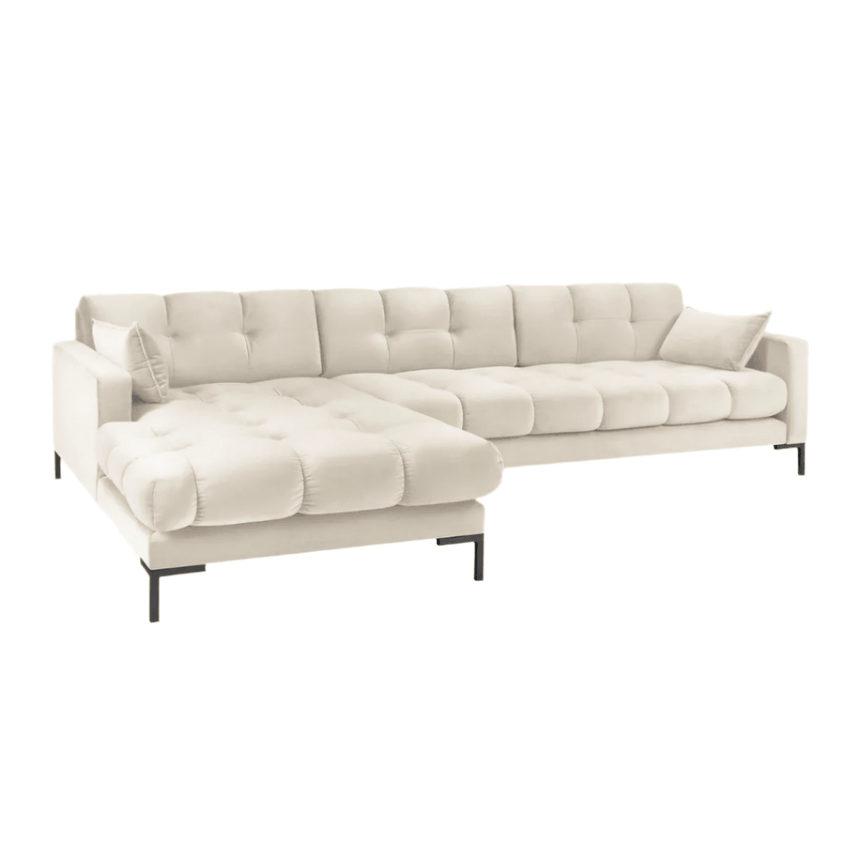 Mamaia balos bársony sarokkanapé fekete lábbal