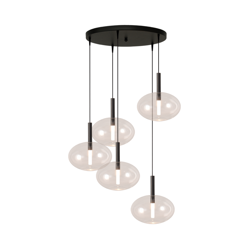 Lido átlátszó üveg függőlámpa fekete foglalattal