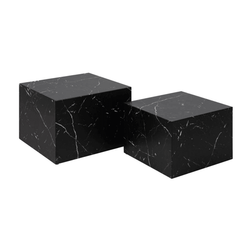 Dice marble effect coffee table set 58x58