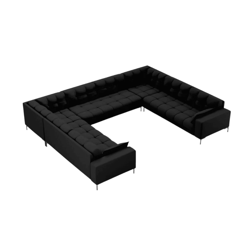 Mamaia U-shaped fabric sofa with black legs 337x256