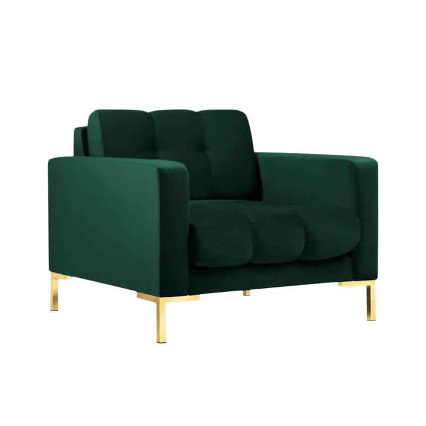 Mamaia velvet armchair with gold legs