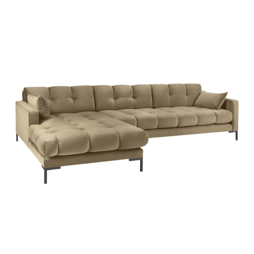 Mamaia balos bársony sarokkanapé fekete lábbal