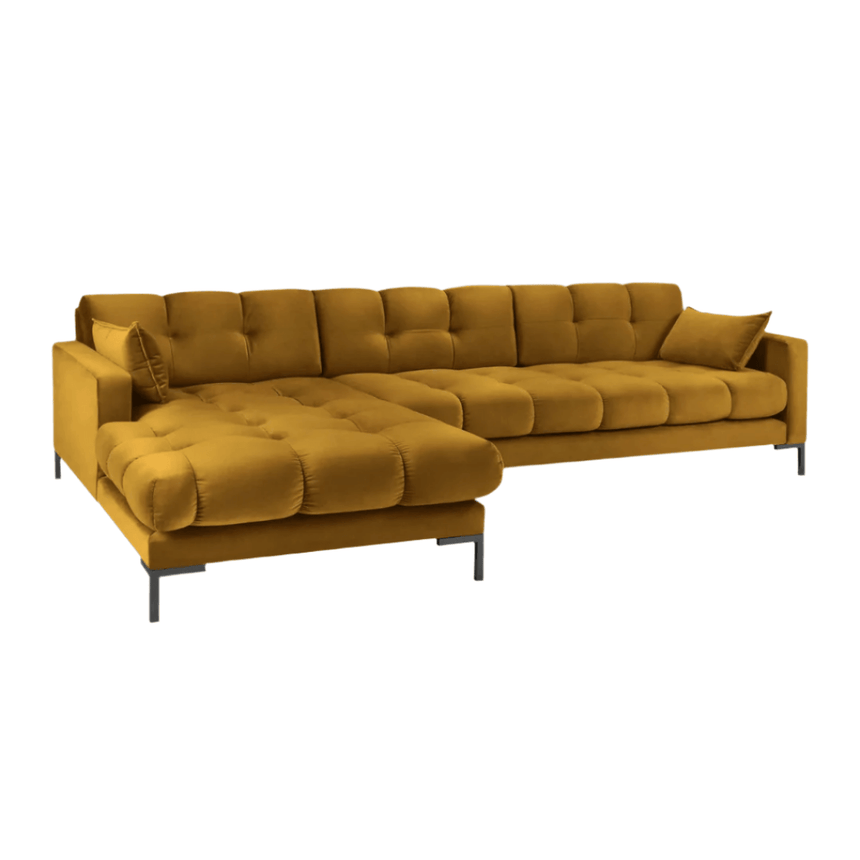 Mamaia balos bársony sarokkanapé fekete lábbal