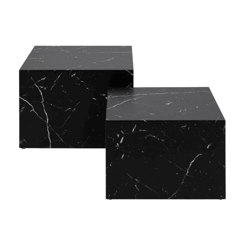 Dice marble effect coffee table set 58x58