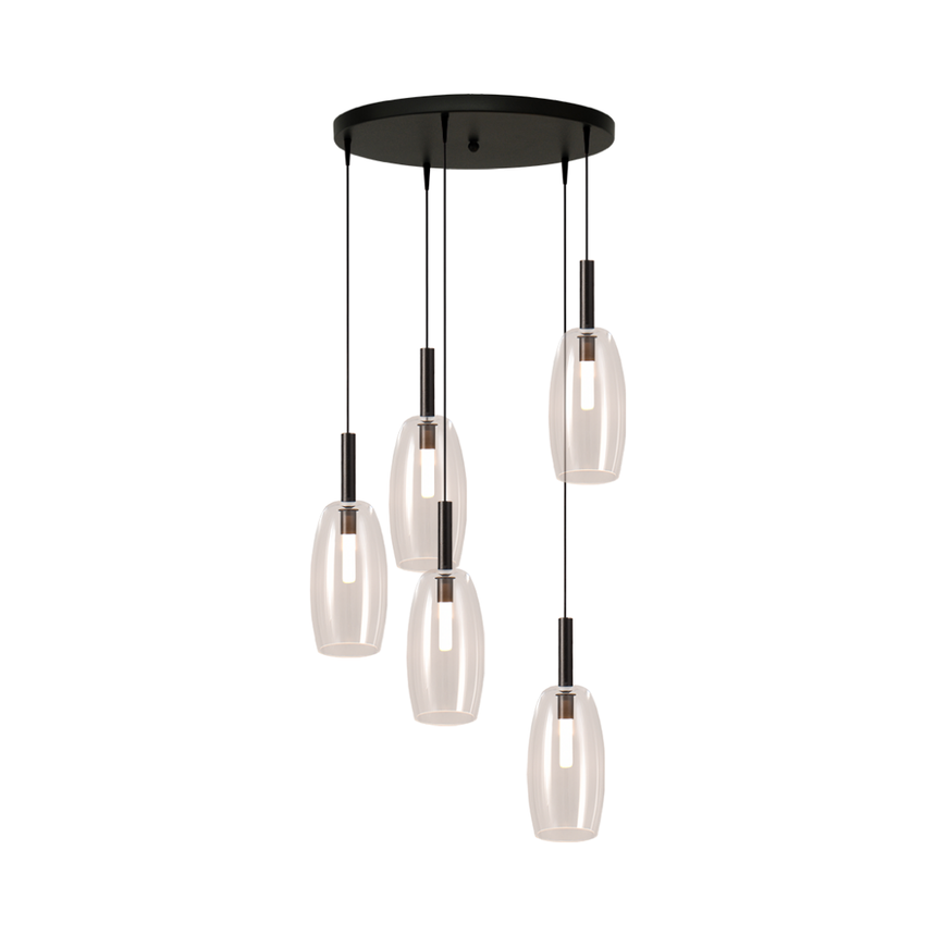 Lido átlátszó üveg függőlámpa fekete foglalattal